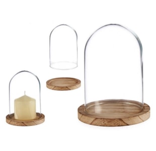 CUPULA VIDRO C/BASE MAD 15cm 88354