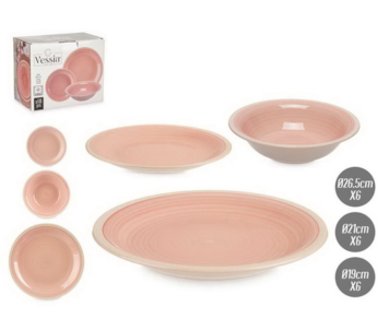 SERVICO JANTAR GRES 18PCS ROSA 90332