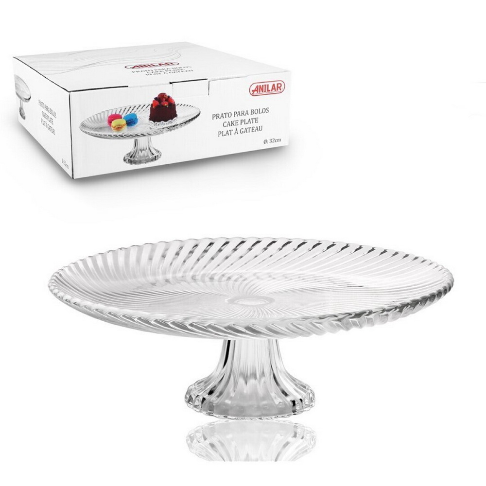PRATO BOLO C/PE VIDRO 32cm 259342