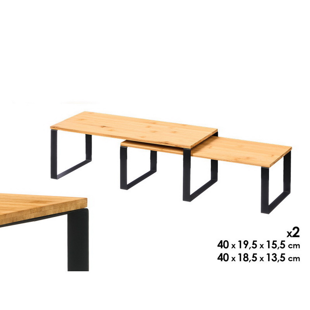 CJ 2 PRATELEIRAS BAMBU 40X18,5X13,5 13092